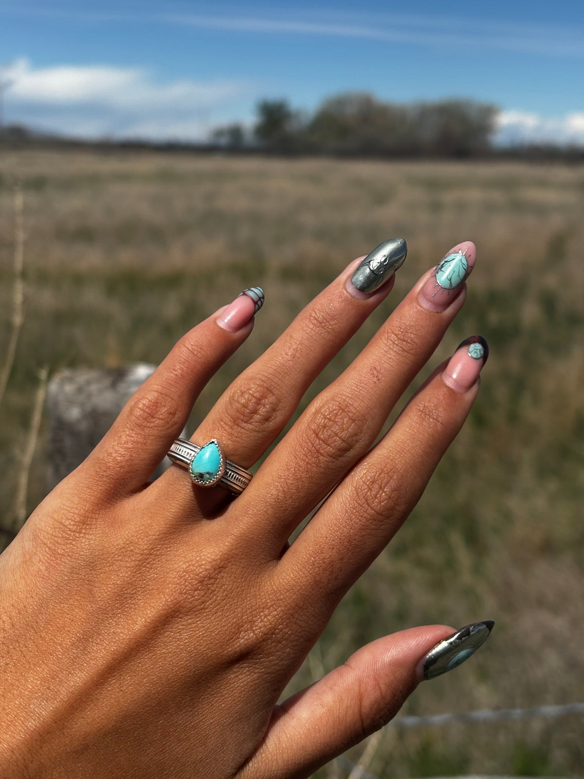 Kingman Turquoise spoon ring