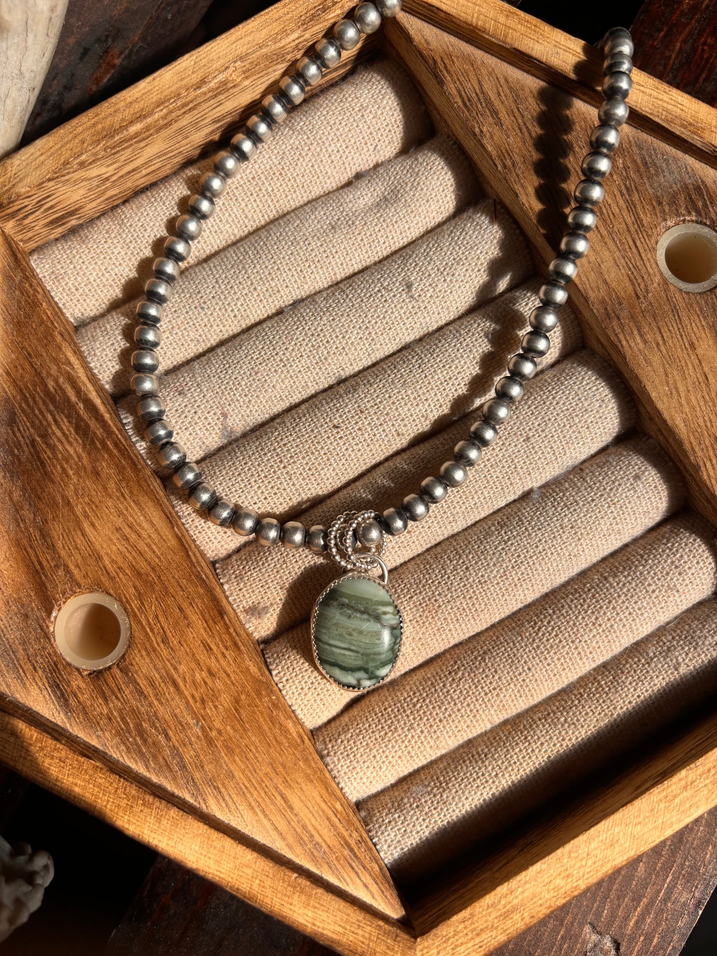 Green Larsonite pendant