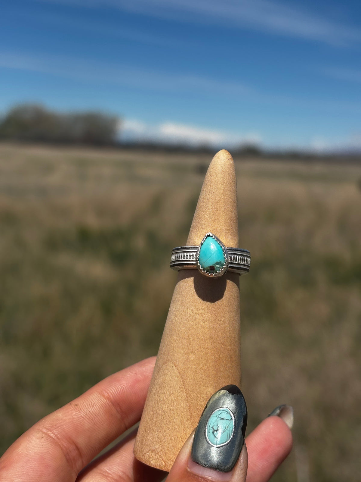 Kingman Turquoise spoon ring