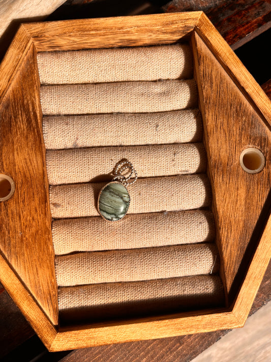 Green Larsonite pendant