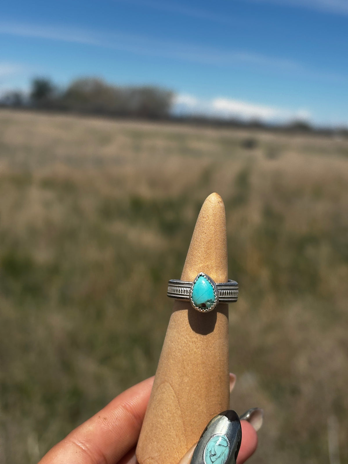 Kingman Turquoise spoon ring